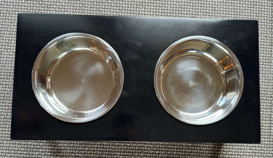 Medium, Black, 2-Bowl, 6", Gold straight legs