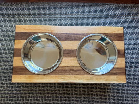 Medium, Stripe, 2-Bowl, 6", Black straight legs