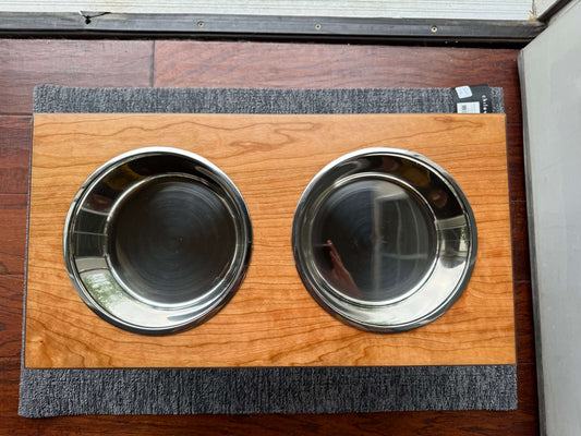 Large, Cherry, 2-Bowl, 12", Black slanted legs