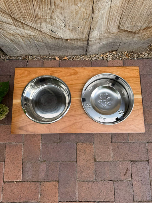 Large, Cherry, 2-Bowl, No-Drip, 10", Black straight legs