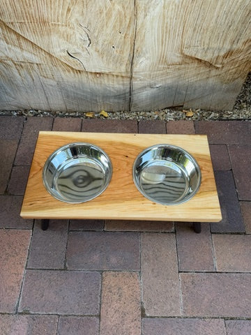 Medium, Cherry, 2-Bowl, 6", Black slanted legs