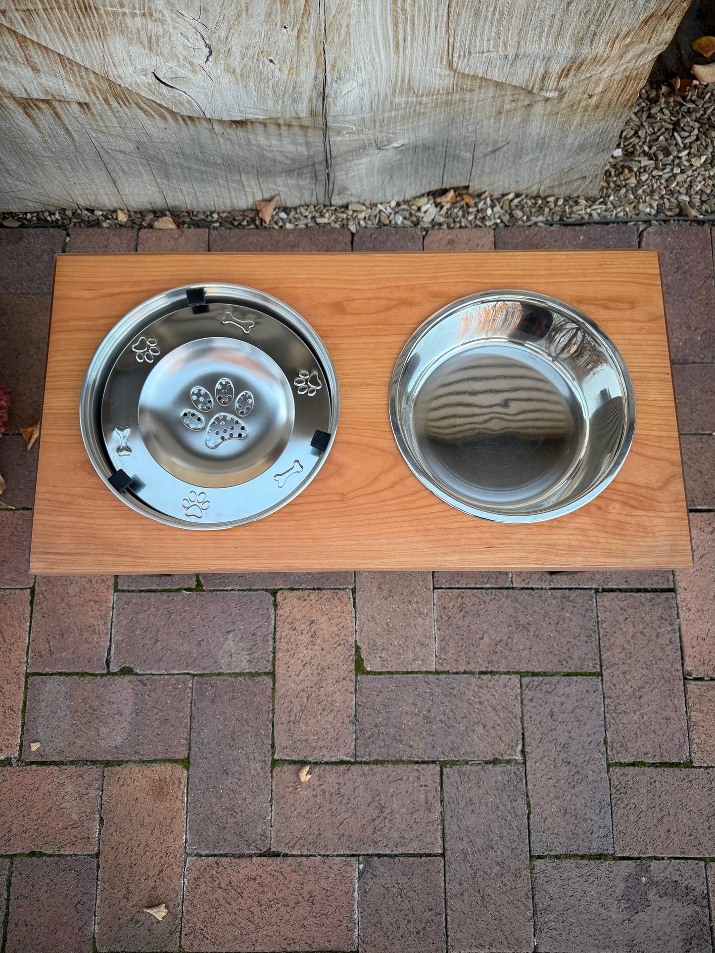 Large, Cherry, 2-Bowl, No-Drip, 12", Black straight legs