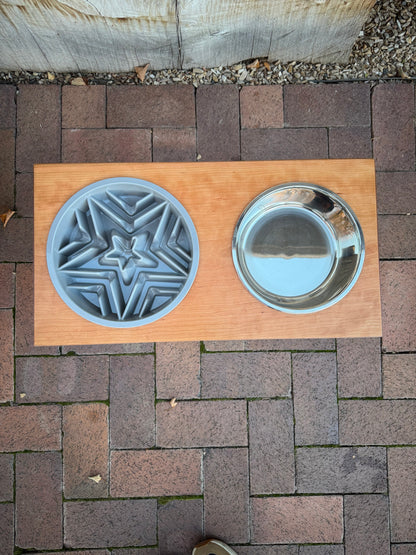 Large, Cherry, 2-Bowl, Slow-Feed, 10", Black straight legs