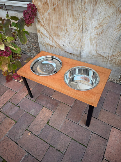 Large, Cherry, 2-Bowl, No-Drip, 12", Black straight legs