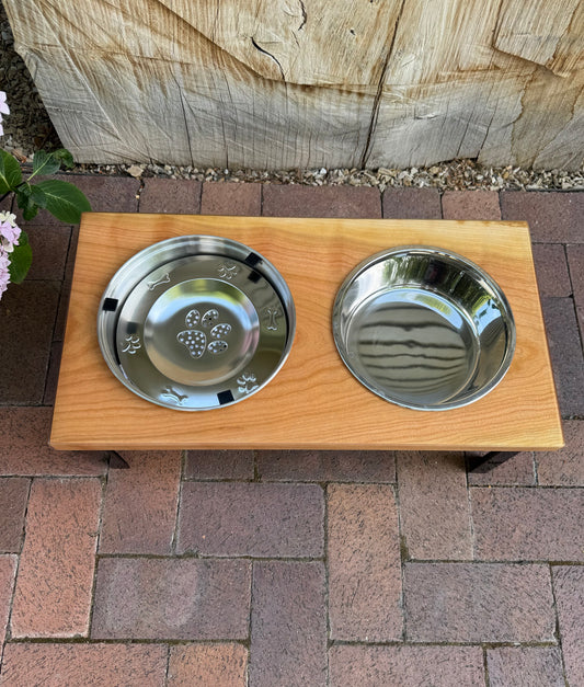 Large, Cherry, 2-Bowl, No-Drip, 8", Black Powder Coated Straight Legs