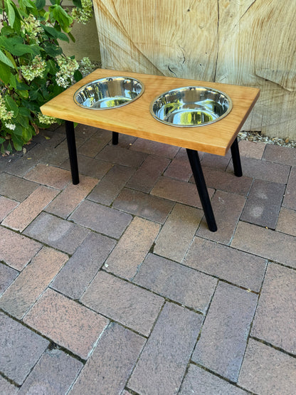 Large, Cherry, 2-Bowl, 12", Black Powder Coated Slanted Legs