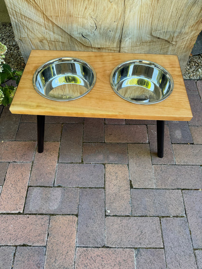 Large, Cherry, 2-Bowl, 12", Black Powder Coated Slanted Legs