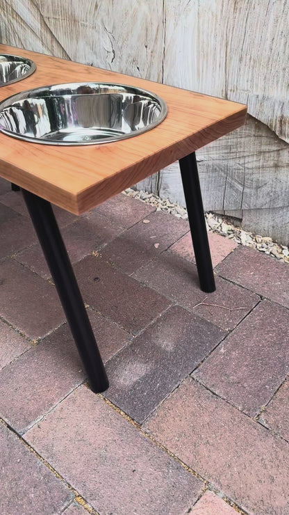Large, Cherry, 2-Bowl, 12", Black slanted legs